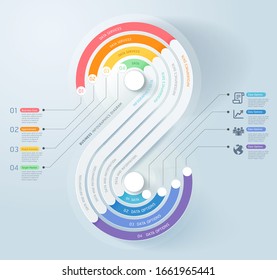 Fondo de la plantilla de la línea de tiempo de infografías empresariales. Ilustraciones vectoriales.