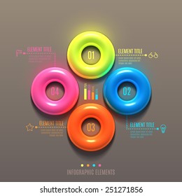 Business Infographics torus concept. 3d vector illustration. 3d round rings.