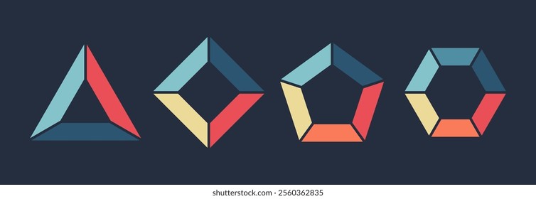 Business infographics. Triangle, square, pentagon, hexagon. Diagram vector with 3, 4, 5, 6 steps or options