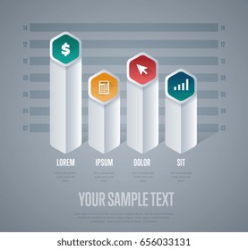 Business infographics. Vector business infographics in chart illustration on grey background
