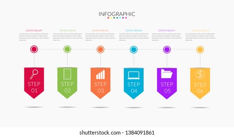 Business Infographics  Vector Design elements template. 6 options or steps timeline diagram,  Can be used for presentation