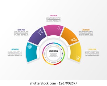 Business Infographics Vector Design template. Data Visualization Timeline with circles, steps, number options most useful can be used for workflow layout, presentation, diagram, annual reports