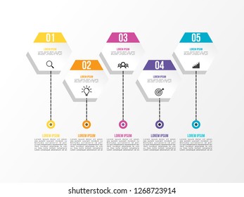 Business Infographics Vector Design template. Data Visualization Timeline with circles, steps, number options most useful can be used for workflow layout, presentation, diagram, annual reports