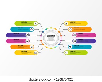 Business Infographics Vector Design template. Data Visualization Timeline with circles, steps, number options most useful can be used for workflow layout, presentation, diagram, annual reports