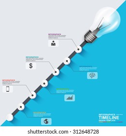 Business Infographics vector design template with light bulb