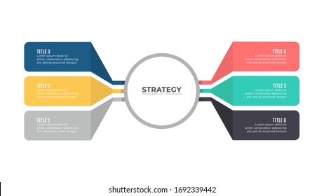 Business Infographics. Vector diagram elements with 6 number options. Can be used for workflow layout, info chart, graph, web design.