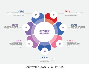 Business infographics. Vector flower chart with 5, 6, 7, 8, 9, 10 steps, options, processes, petals. Vector diagrams.