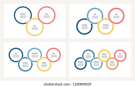 Business infographics. Vector presentation with 3, 4, 5, 6 options, circles. 