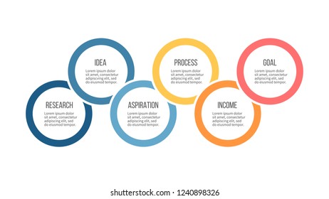 Business infographics. Vector presentation with 6 options, circles. 