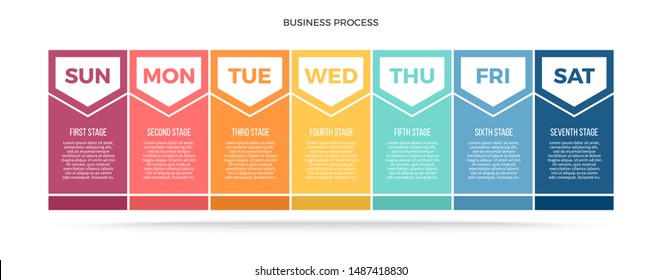 Business infographics. Weekly task scheduler. Chart with seven options, days of the week.