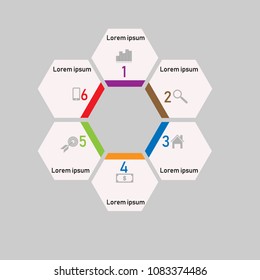 business infographics. workflow, team work, strategy. abstract infographics design template with numbers six option.