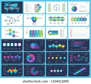 Business inforgraphic design set for management concept. Can be used for business project, annual report, web design. Process chart, option chart, scatter plot, pie chart, flowchart, donut diagram