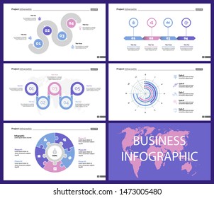 Business inforgraphic design set for management concept. Can be used for business project, annual report, web design. Process chart, option chart, scatter plot, pie chart, flowchart, donut diagram