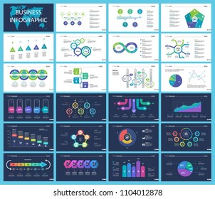 Business inforgraphic design set for marketing concept. Can be used for business project, annual report, web design. Process chart, option chart, flowchart, bar graph, area chart, donut diagram