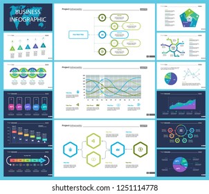 Business inforgraphic design set for marketing concept. Can be used for business project, annual report, web design. Process chart, option chart, flowchart, bar graph, area chart, donut diagram