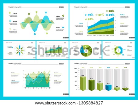 Business inforgraphic design set for marketing concept. Can be used for business project, annual report, web design. Process chart, option chart, flowchart, bar graph, area chart, donut diagram