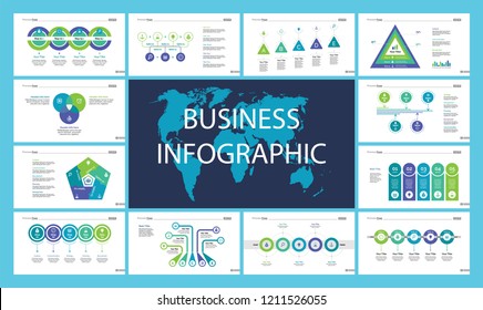 Business inforgraphic design set for project management concept. Can be used for business project, annual report, web design. workflow layout. Option, process, area chart, donut, arrow graphs