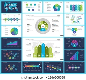 Business inforgraphic design set for project management concept. Can be used for business project, annual report, web design. workflow layout. Option, process, area chart, donut, arrow graphs Business inforgraphic design set for project management concept. Can be used for business project, annual report, web design. workflow layout. Option, process, area chart, donut, arrow graphs