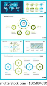 Business inforgraphic design set for project management concept. Can be used for business project, annual report, web design. workflow layout. Option, process, area chart, donut, arrow graphs