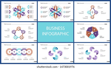 Business inforgraphic design set for project management concept. Can be used for business project, annual report, web design. workflow layout. Option, process, area chart, donut, arrow graphs