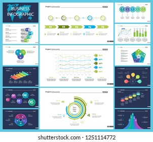 Business inforgraphic design set for strategy concept. Can be used for business project, annual report, web design. Process chart, option chart, flowchart, scatter plot, line graph