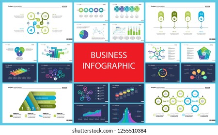 Business inforgraphic design set for strategy concept. Can be used for business project, annual report, web design. Process chart, option chart, flowchart, scatter plot, line graph