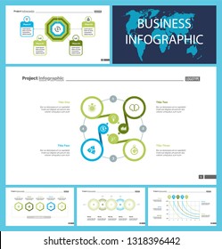 Business inforgraphic design set for strategy concept. Can be used for business project, annual report, web design. Process chart, option chart, flowchart, scatter plot, line graph