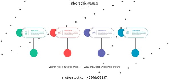Información de negocio mostrar Diagrama de proceso Elemento abstracto del diagrama con paso, opción, sección o proceso Plantilla de negocio Vector para presentación Concepto creativo para infografía