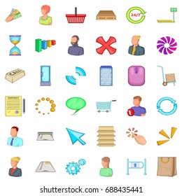 Business information icons set. Cartoon style of 36 business information vector icons for web isolated on white background