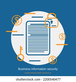 Business information security, data privacy flat design style vector concept illustration