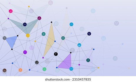 Business and information technology with infographic elements and icons. Digital communication technology, networking and connecting dots lines. Vector illustration.