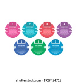 business information template. seven steps annual report, internet, web infographic template. geometric infographic template