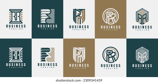 Business initial letter R RR logo design. Luxury line geometric acronym RR logo.