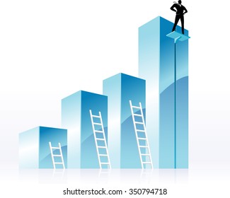 Business Initiative-Proud businessman taking the easy and faster route to the top