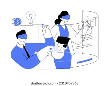 Business innovation abstract concept vector illustration. Group of colleagues creating innovations in their project, business etiquette, corporate culture, company rules abstract metaphor.