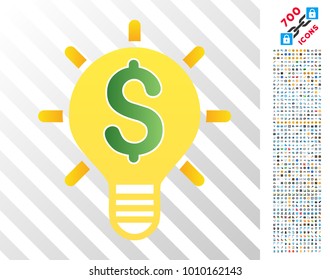 Business Innovation Bulb gradient icon with 700 bonus bitcoin mining and blockchain pictograms. Vector illustration style is flat iconic symbols designed for bitcoin software.