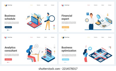 Business innovation, financial startup and technology of future set vector illustration. Cartoon people work with machines on progress of project concept for banner, website design or landing web page