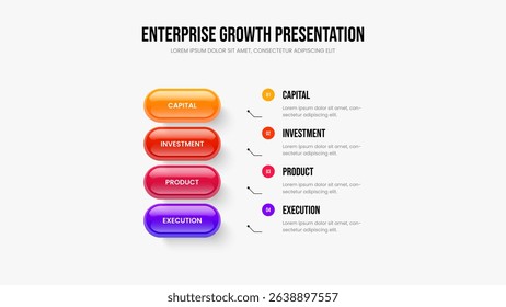 Business Innovation Frame Design Vector Illustration. Advertising Profile 4 Step Diagram Slideshow Template. Marketing Plan Four Element Infographic Presentation Layout.