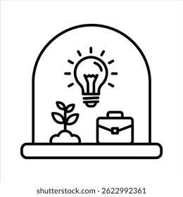 Inovação Empresarial e Conceito de Crescimento com Idea Bulb e Sprout