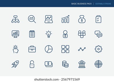 Business innovation icon pack , Simple minimal outline with editable stroke.