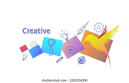 business innovation new idea startup creative inspiration concept sketch doodle horizontal vector illustration
