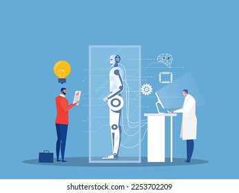 Wirtschaftsinnovation Wissenschaft und Technologie der künstlichen Intelligenz, futuristische, künstliche Intelligenz, Ingenieurwissenschaften und Geschäftskonzept, Vektorgrafik