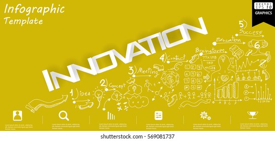 Business Innovation text modern Idea and Concept Vector illustration Infographic template with icon.