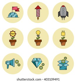Business and innovation vector icon set 