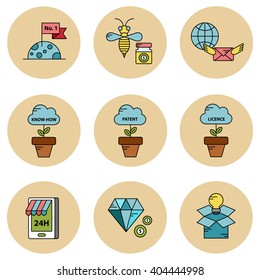 Business and innovation vector icon set 