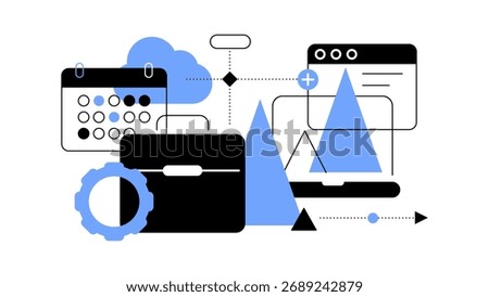 Business and innovations. Data analysis and planning. Web banner. Flat illustration. Vector file.