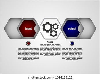 Business Input output process function infographics template. Vector illustration, EPS10 can be used for workflow layout, diagram, business step options, banner, web design. 