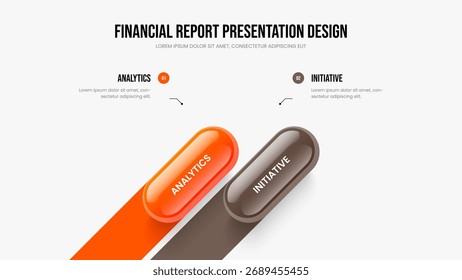 Business Insight 2 Element Infographic Presentation Layout. Product Plan Slideshow Design Vector Illustration. Corporate Planning Two Option Diagram Slide Template.