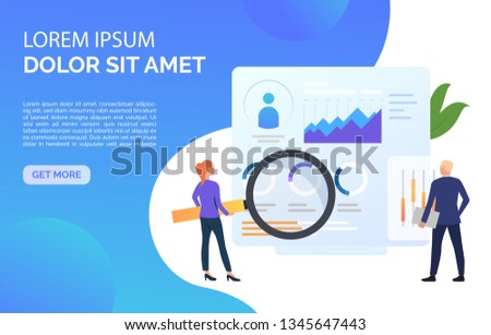 Business inspectors at statistic data vector illustration. Analysis, analytics, accounting. Marketing concept. Creative design for layouts, web pages, banners