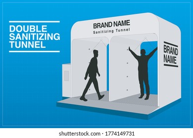  business installed Double sanitizing gates disinfectant gate Sterilize Gate tunnel to prevent corona virus COVID-19 spread, Isolated 3D Render
